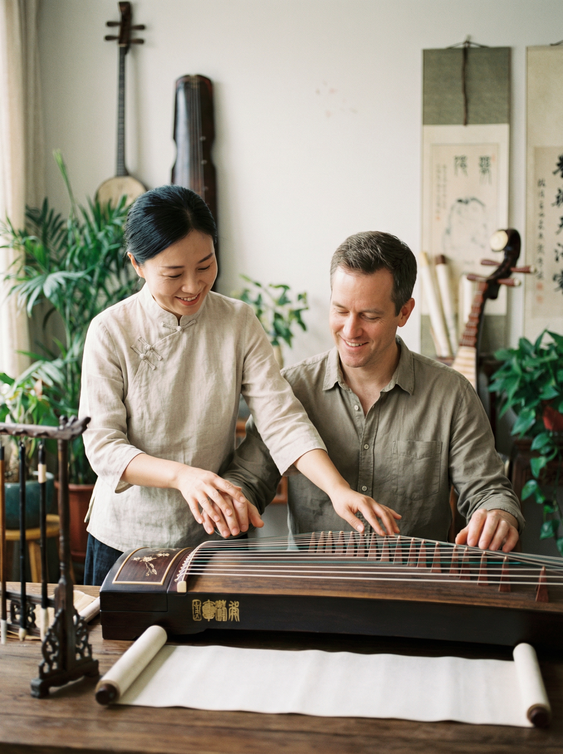 老师教成人学员弹古筝·成人班