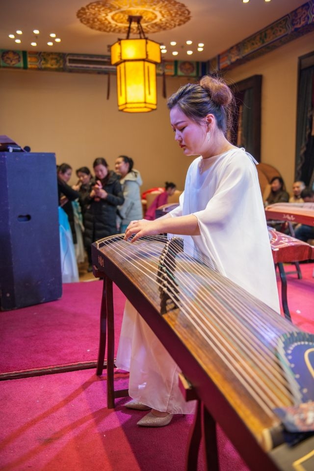 白衣古筝与观众席