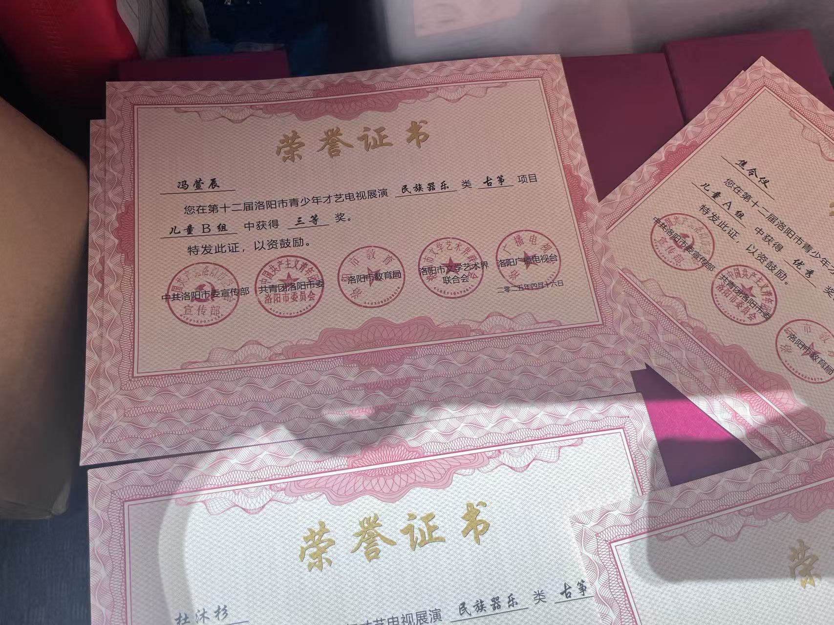 冯萱辰 第十二届洛阳市青少年才艺电视展演 古筝 儿童B组 三等奖