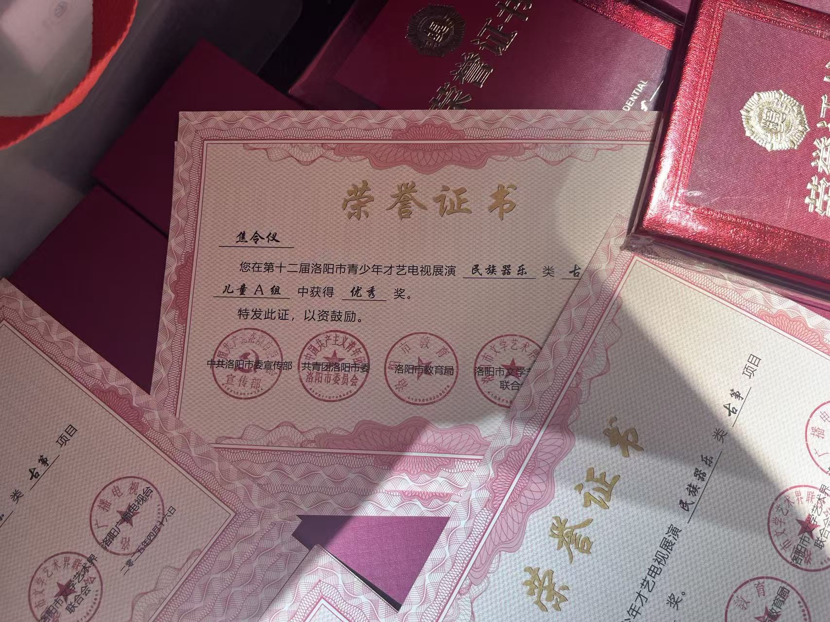 第十二届洛阳市青少年才艺电视展演 古筝 儿童A组 优秀奖